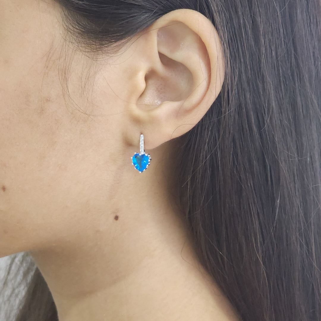 Aretes Plata - Blue Heart