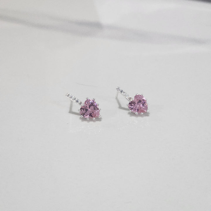 Aretes Plata - Pink Heart