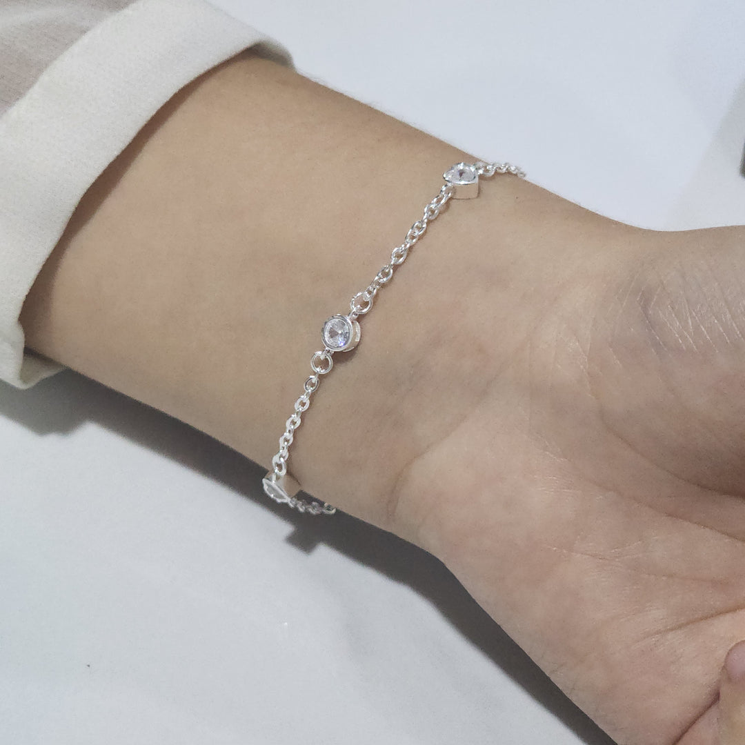 Pulsera Plata - Corazones